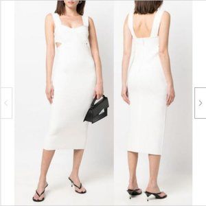 NWT Herve Leger Ottomon Bustier Alabaster Rib Knit Cutout Dress M